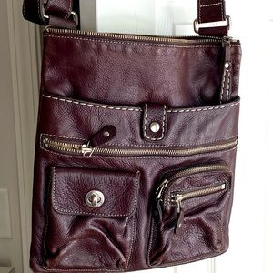 Roots Brown Leather Shoulder Bag